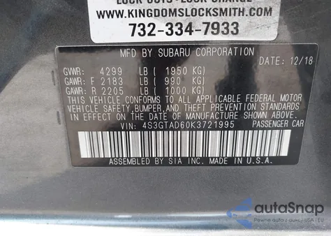 2019 Subaru Impreza 2.0I Premium from USA, damaged, VIN 4S3GTAD60K3721995